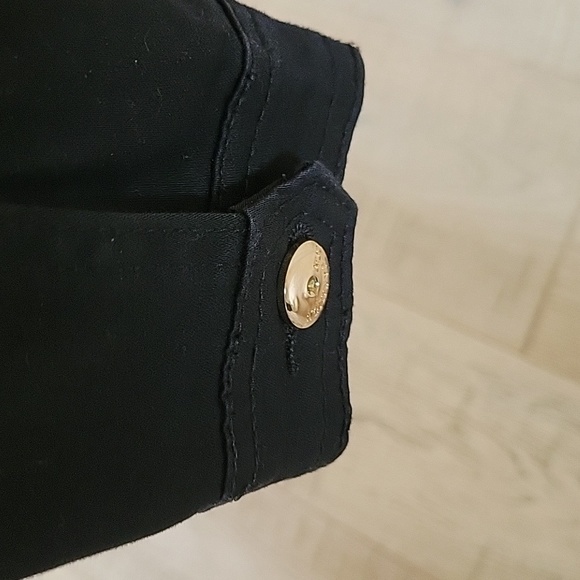 Luxe Moda Black with Gold Paint Rhinstone/Silver and Gold Studded Jean Jacket SM - Picture 6 of 15